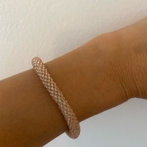 Pale pink African roll bead bangle bracelet